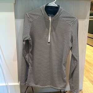 Straight Down Women’s 1/4 Zip, horizontal stripe, size M